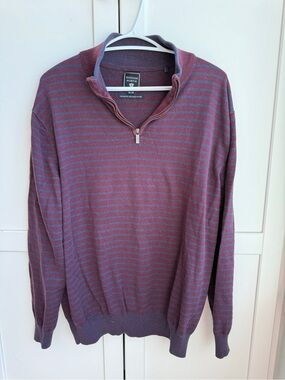 Hudson North Men’s XL Silk Blend Striped Quarter Zip Grandpacore